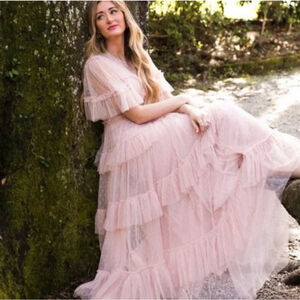 New with Tags - Ivy City Co. Whimsical Maxi Dress in Blush (Size Large)